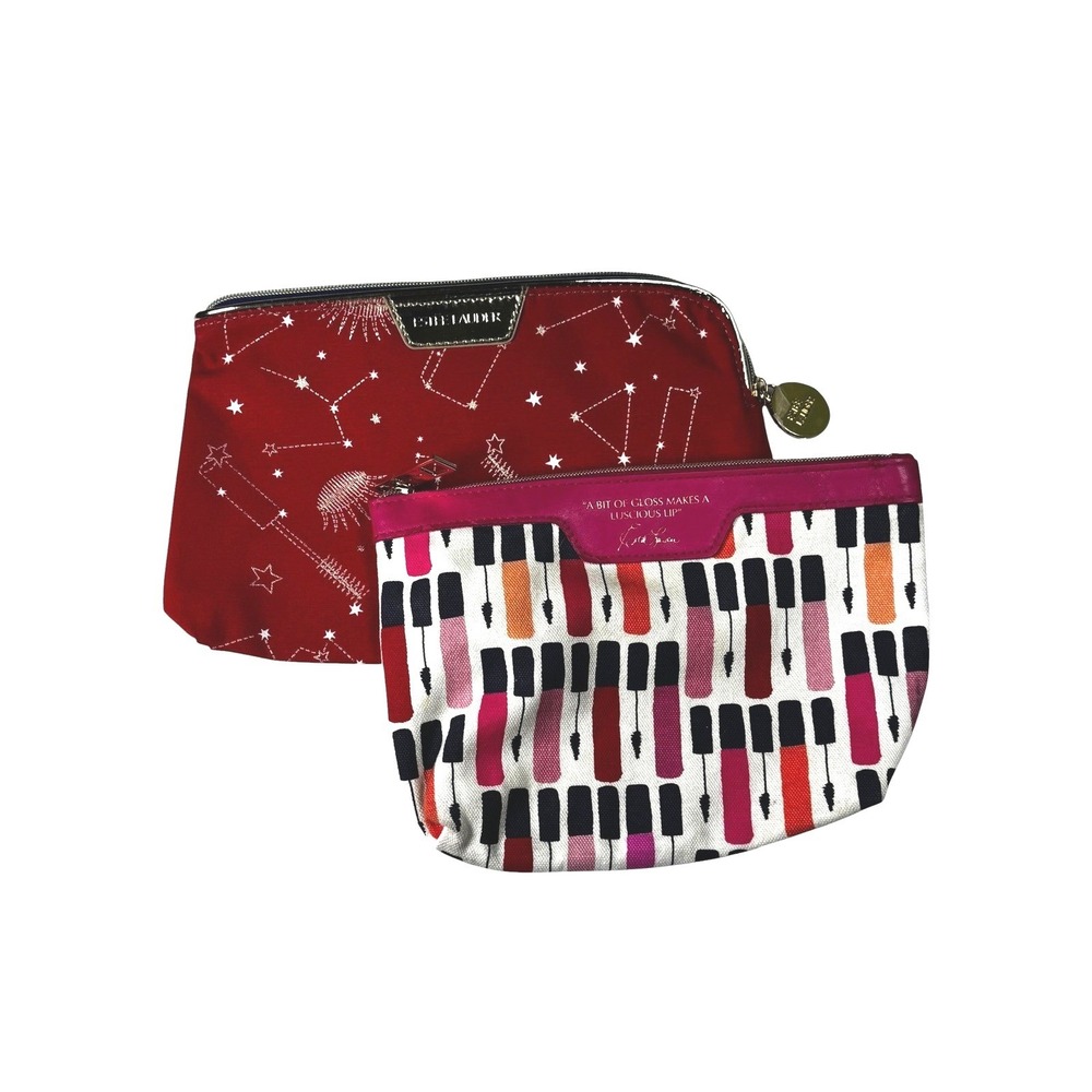 Estee‎ Lauder 2-Piece Cosmetic Makeup Bag Bundle Travel Pouches Beauty Print